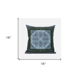 16" X 16" Light Blue Zippered Geometric Indoor Outdoor Throw Pillow