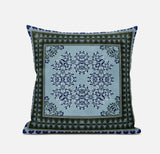 18" X 18" Light Blue Zippered Geometric Indoor Outdoor Throw Pillow