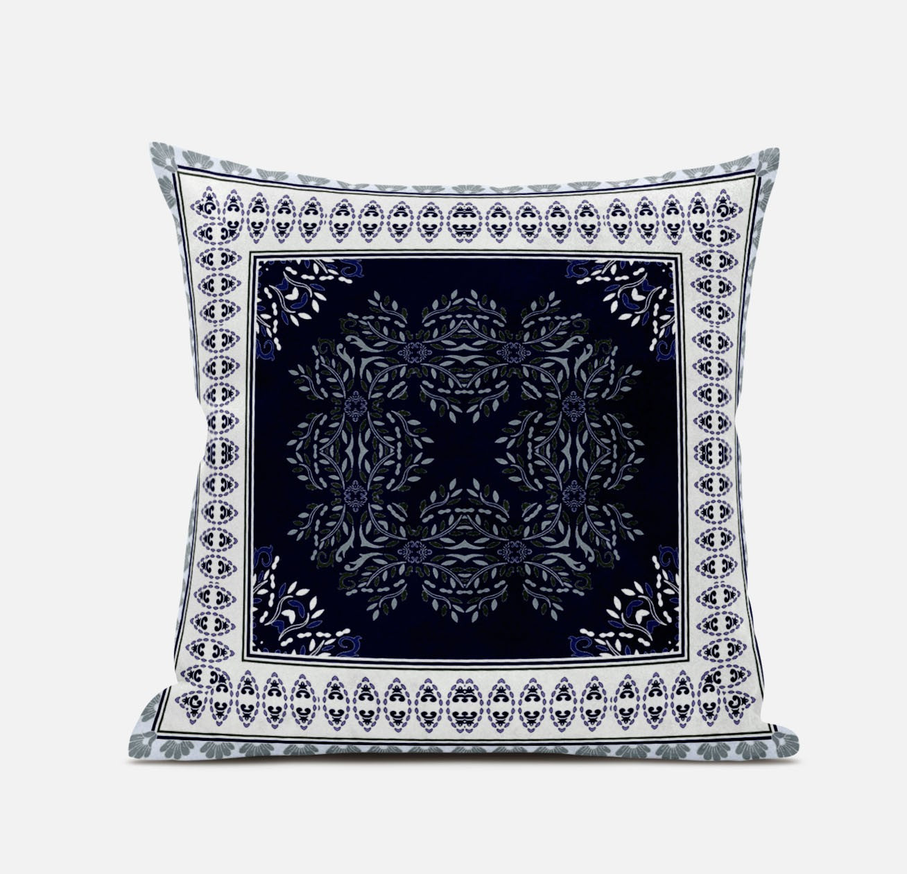 18" X 18" Light Blue Zippered Geometric Indoor Outdoor Throw Pillow