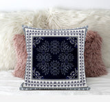 18" X 18" Light Blue Zippered Geometric Indoor Outdoor Throw Pillow