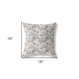 16” White Blue Roses Indoor Outdoor Throw Pillow