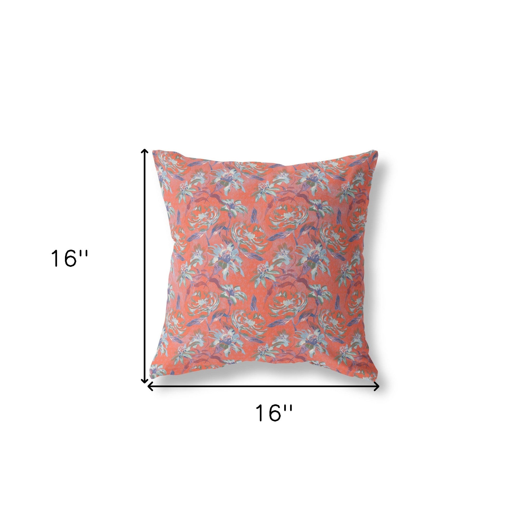 16” Orange Roses Indoor Outdoor Throw Pillow