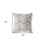 16” Pale Blue Orange Roses Indoor Outdoor Throw Pillow