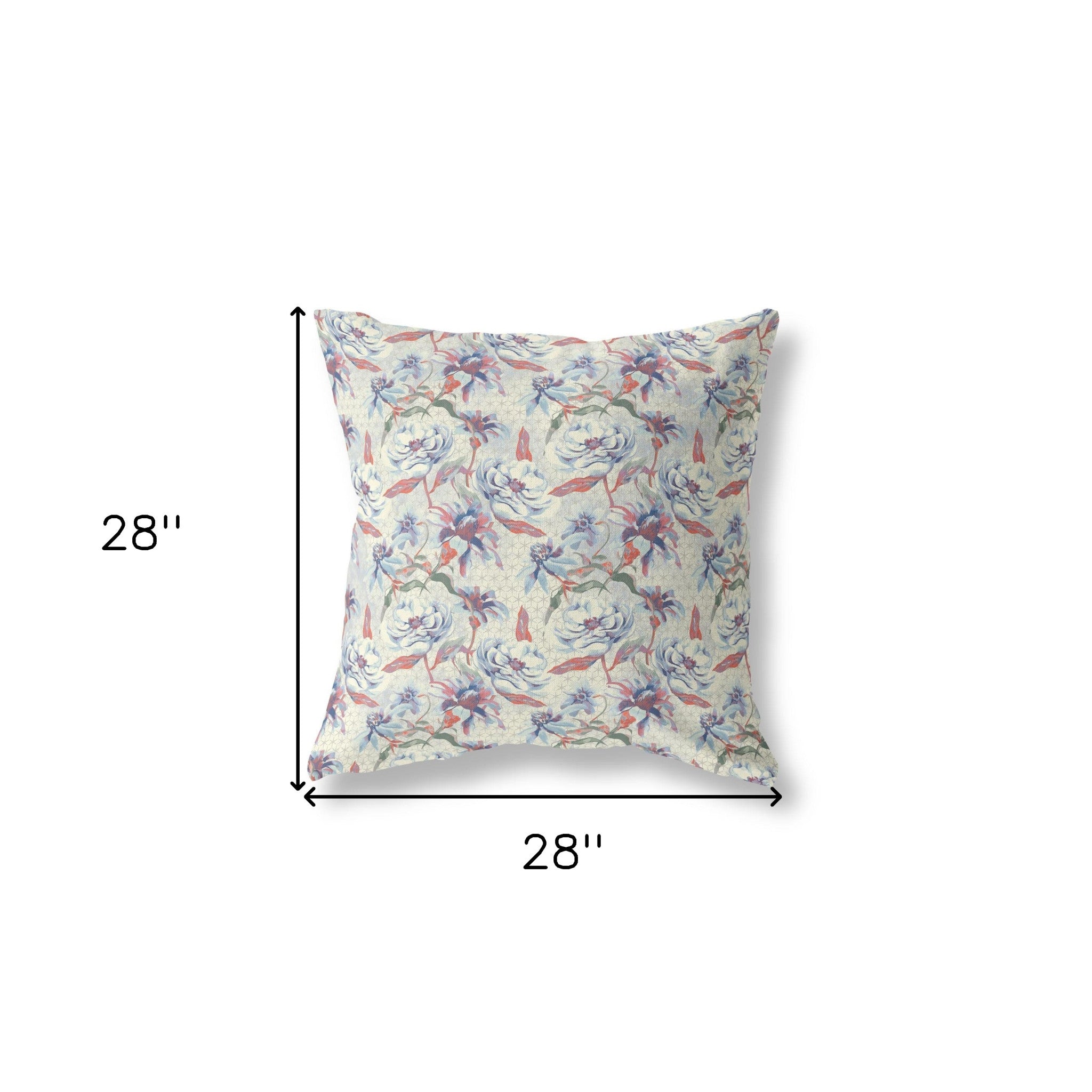 18” Pale Blue Orange Roses Indoor Outdoor Throw Pillow