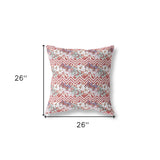 18" X 18" Red And White Blown Seam Floral Indoor Outdoor Throw Pillow