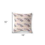 16" X 16" Light Peach Blown Seam Floral Indoor Outdoor Throw Pillow