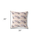 18" X 18" Light Peach Blown Seam Floral Indoor Outdoor Throw Pillow