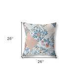 18" White Blue Floral Indoor Outdoor Throw Pillow