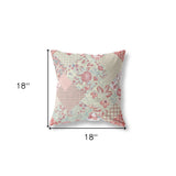 18" Peach Pink Floral Indoor Outdoor Throw Pillow