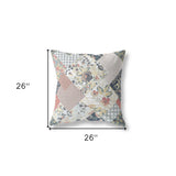 18" Peach Black Floral Indoor Outdoor Throw Pillow