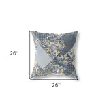 18" Blue Yellow Boho Floral Indoor Outdoor Throw Pillow