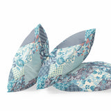 18" Aqua Navy Boho Floral Indoor Outdoor Throw Pillow