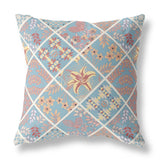 16” Blue Yellow Patch Indoor Outdoor Throw Pillow