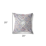 20” Gray Pink Patch Indoor Outdoor Throw Pillow