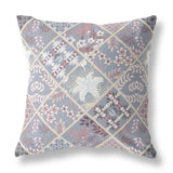 20” Gray Pink Patch Indoor Outdoor Throw Pillow