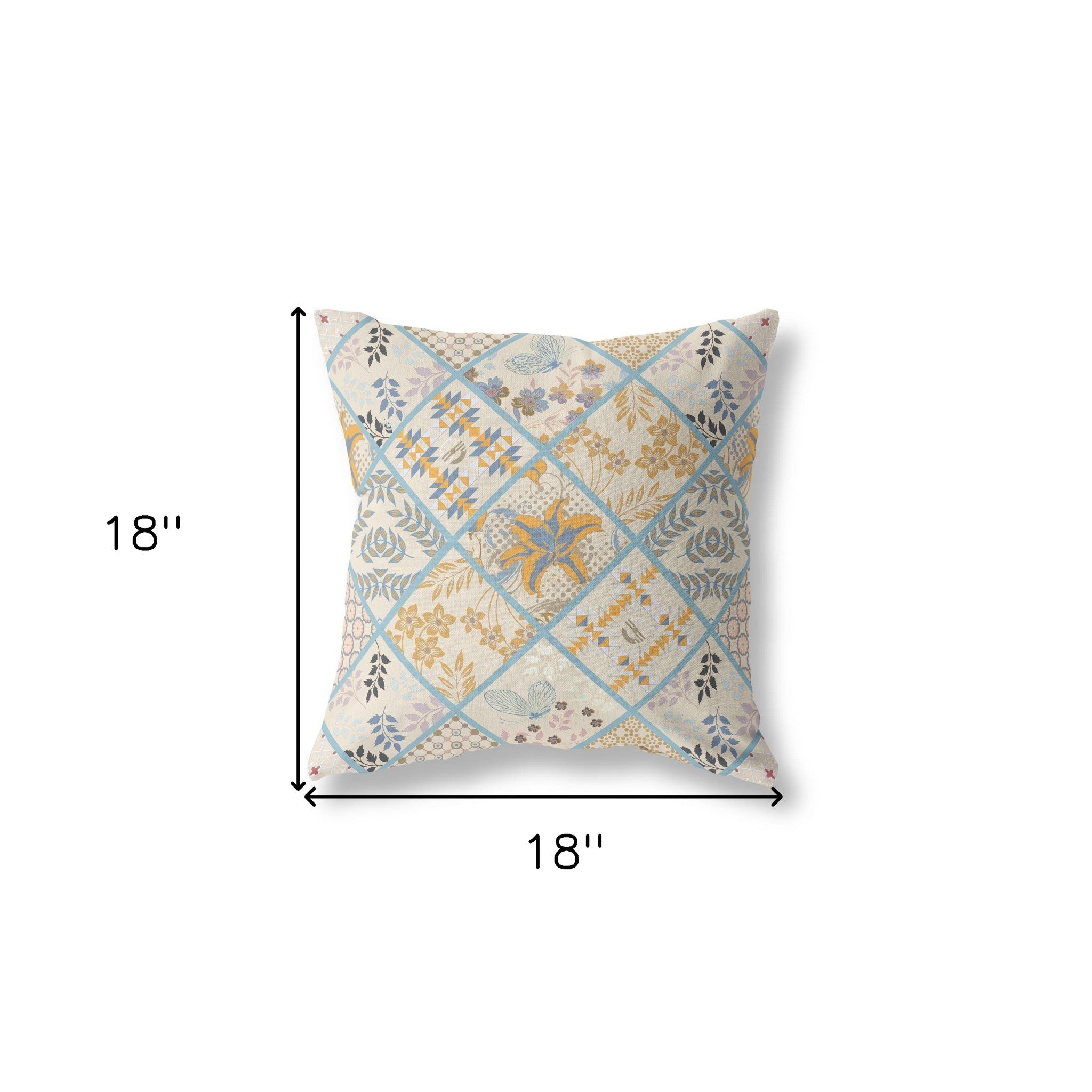 18” Gold Cream Patch Indoor Outdoor Throw Pillow