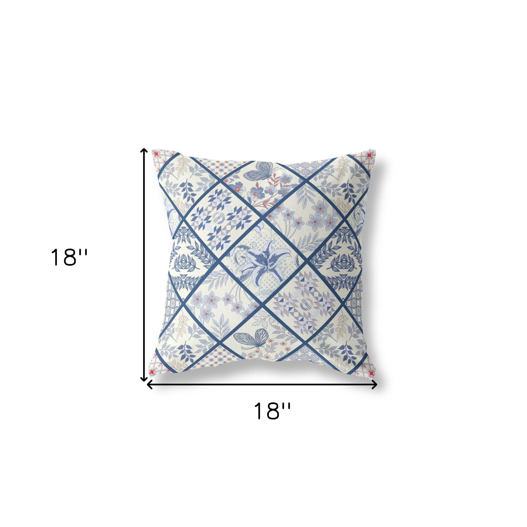 18” White Navy Patch Indoor Outdoor Throw Pillow