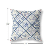 18” White Navy Patch Indoor Outdoor Throw Pillow