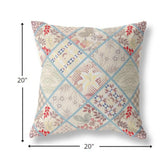 26” Cream Red Patch Indoor Outdoor Throw Pillow