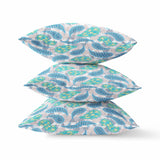 16” Green Indigo Boho Paisley Indoor Outdoor Throw Pillow