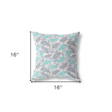 16” Gray Green Boho Paisley Indoor Outdoor Throw Pillow