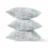 16” Gray Turquoise Boho Paisley Indoor Outdoor Throw Pillow