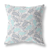 18” Gray Cream Boho Paisley Indoor Outdoor Throw Pillow