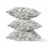 16” Gray Cream Boho Paisley Indoor Outdoor Throw Pillow