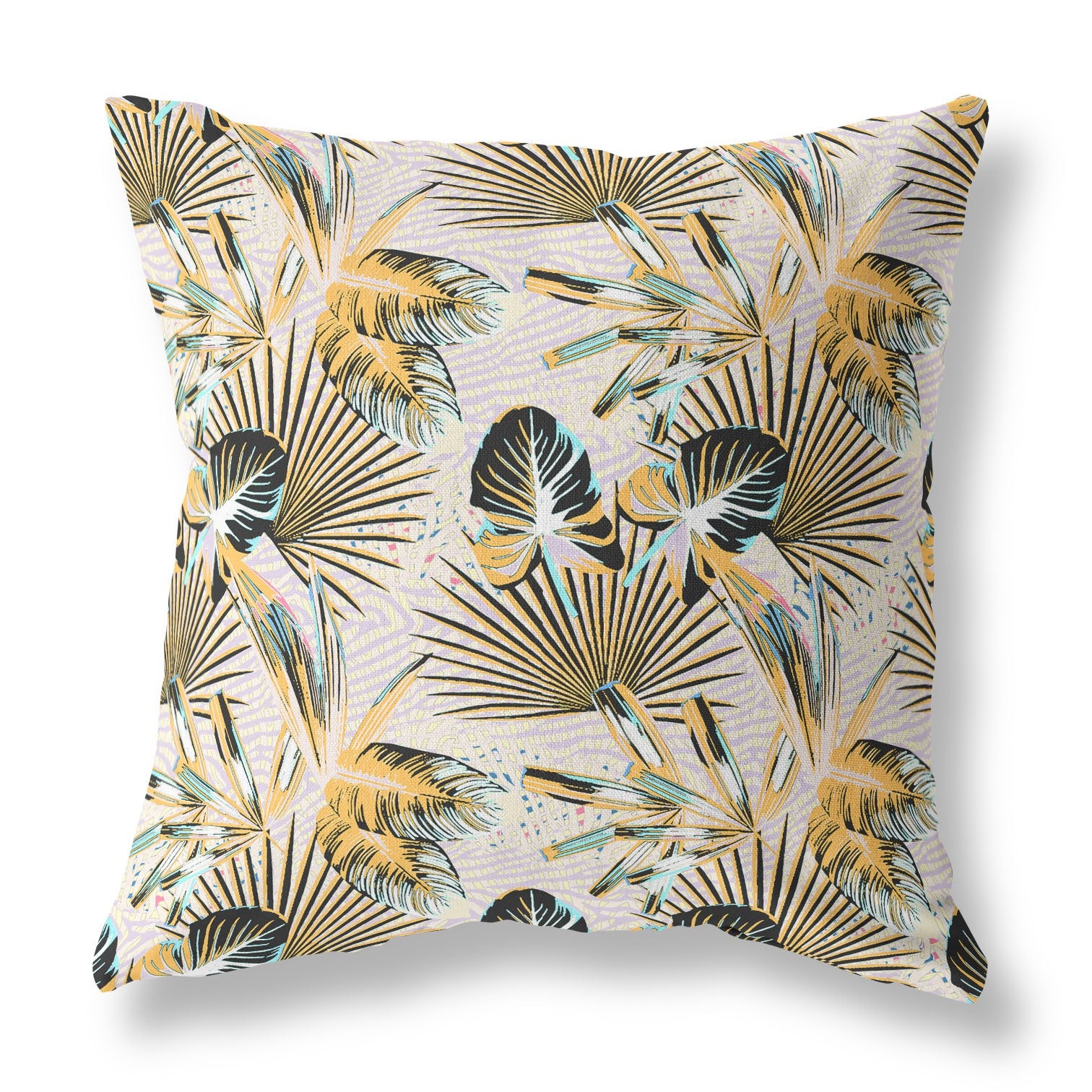 16” Yellow Black Tropical Indoor Outdoor Throw Pillow