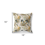 16” Yellow Black Tropical Indoor Outdoor Throw Pillow