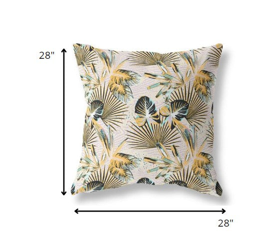 18” Yellow Black Tropical Indoor Outdoor Throw Pillow