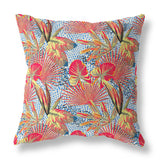 16” Crimson Yellow Tropical Indoor Outdoor Throw Pillow