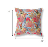 18” Crimson Yellow Tropical Indoor Outdoor Throw Pillow