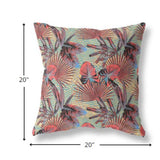 18” Red Yellow Tropical Indoor Outdoor Throw Pillow