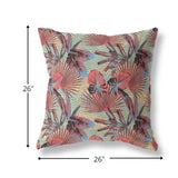 18” Red Yellow Tropical Indoor Outdoor Throw Pillow