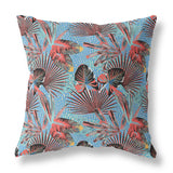 16” Coral Blue Tropical Indoor Outdoor Throw Pillow