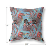 20” Coral Blue Tropical Indoor Outdoor Throw Pillow