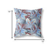 18” Blue Red Tropical Indoor Outdoor Throw Pillow