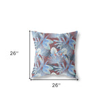 18” Blue Red Tropical Indoor Outdoor Throw Pillow