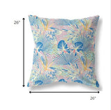 18” Blue Pink Tropical Indoor Outdoor Throw Pillow