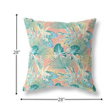 18” Blue Peach Tropical Indoor Outdoor Throw Pillow