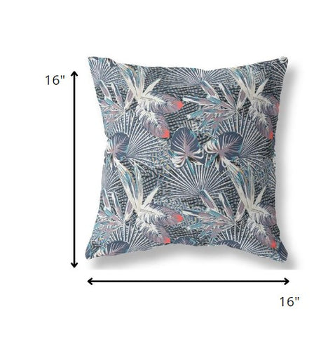 16” Purple Indigo Tropical Indoor Outdoor Throw Pillow