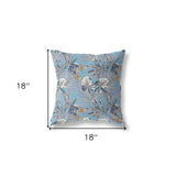 18” Gray Blue Tropical Indoor Outdoor Throw Pillow