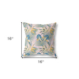 16” Blue Gold Tropical Indoor Outdoor Throw Pillow