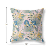 18” Blue Gold Tropical Indoor Outdoor Throw Pillow