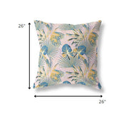 18” Blue Gold Tropical Indoor Outdoor Throw Pillow