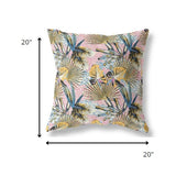 18” Gold Pink Tropical Indoor Outdoor Throw Pillow