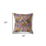 18” Magenta Gold Tropical Indoor Outdoor Throw Pillow