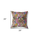 18” Magenta Gold Tropical Indoor Outdoor Throw Pillow