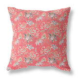 16” Salmon Red Roses Indoor Outdoor Throw Pillow